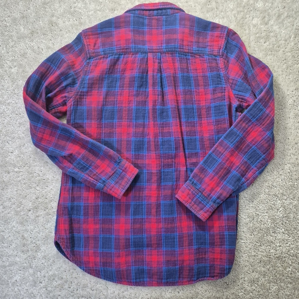 LL Bean Womens Flannel Shirt Medium Red Jewel Double Knit Button Up Outdoor Work - Picture 11 of 11